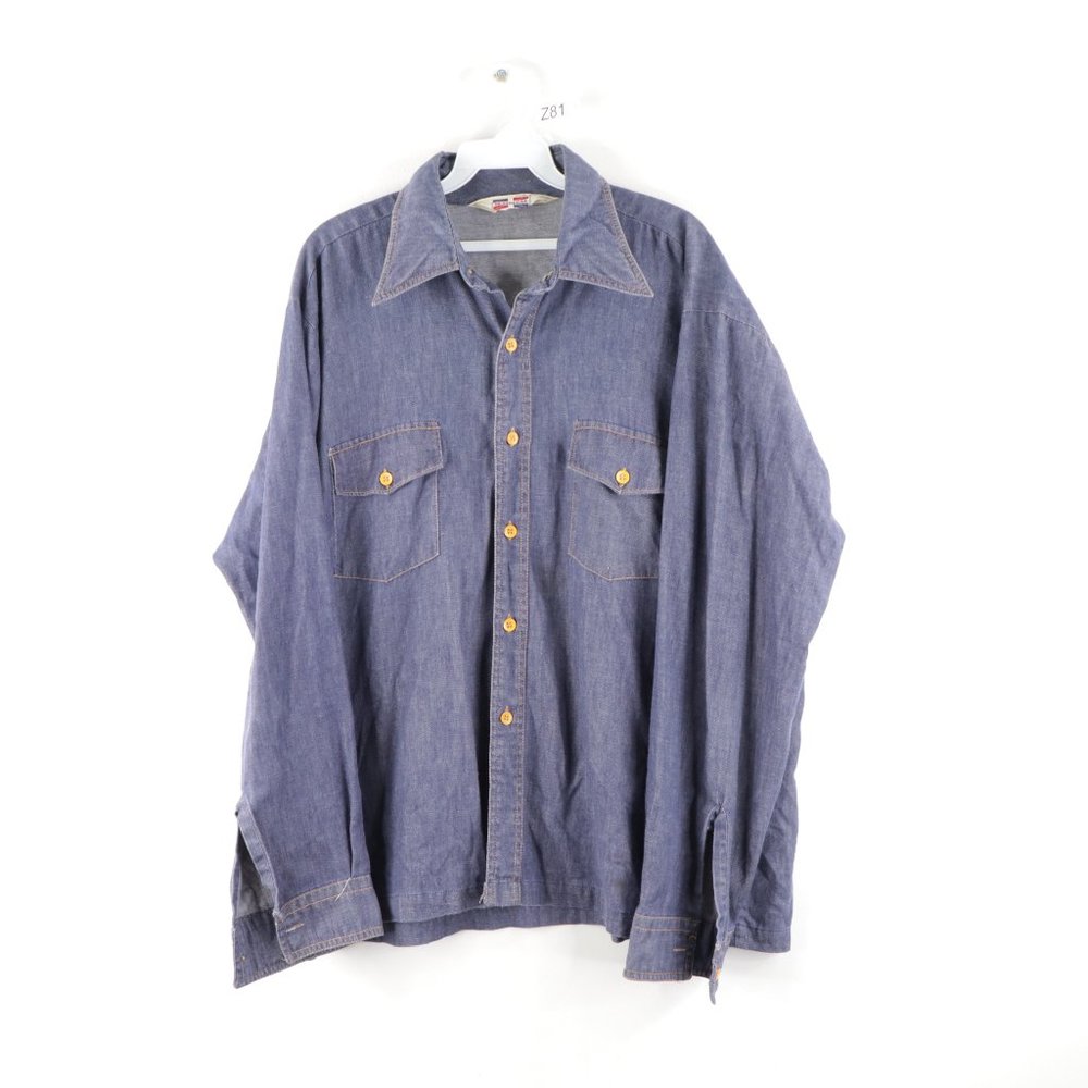 Vintage Double Pocket Chambray Long Sleeve Shirt